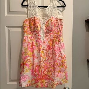 Lilly Pulitzer Pink and White Lace Dress